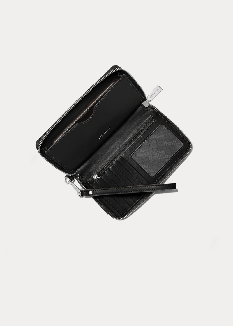 Royalgami Black Leather Wristlet Clutch